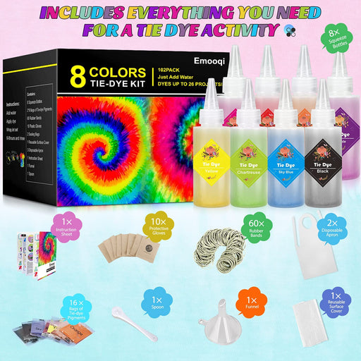 Tie Dye DIY Kit, 26 Colors Fabric Dye Kits for Kids, Adults and Large  Groups, 173 Pack Party Tie Die Supplies with Aprons, Gloves, Rubber Bands  and Plastic Table Covers