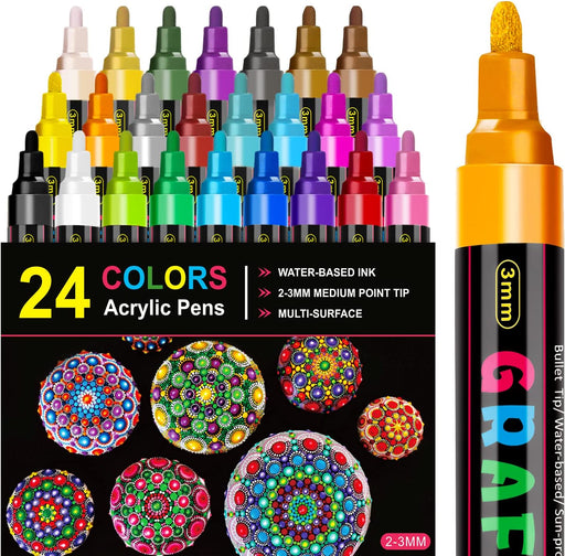Acrylic Paint Pens,18 Colors Acrylic Paint Markers Marker Pens Paint Pens  for DIY Craft Projects Waterproof Paint Art Marker for Rock Painting  Ceramic Glass Canvas Mug Wood Metal-0.7mm fine tip — emooqi
