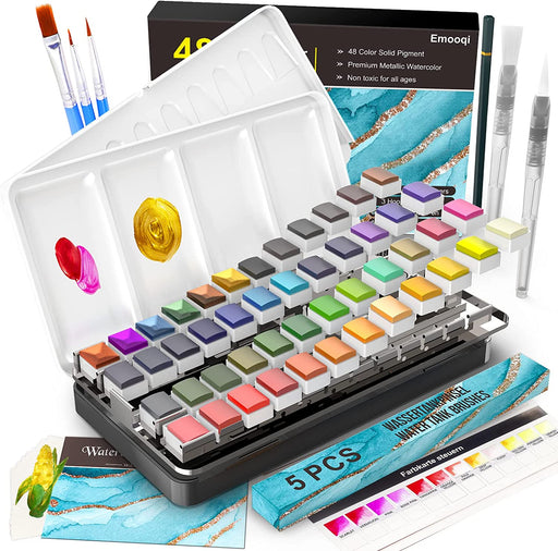 Emooqi Watercolor Brush Pens, 48 Color Watercolor Pen set with 20