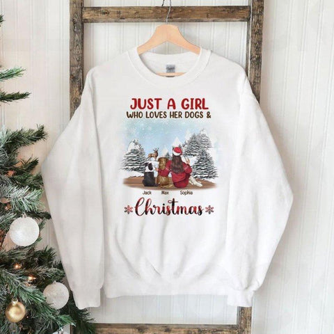 Just A Girl Who Loves Her Dog And Christmas Personalized Christmas Shirt