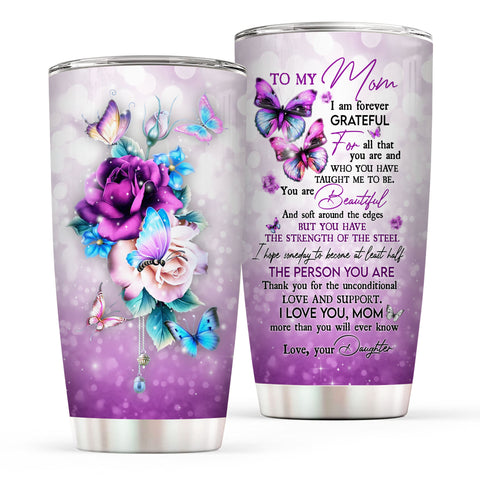 Personalized To My Mom From Son Stainless Steel Tumbler Cup Butterfly  Always Be Your Little Boy Mom Mothers Day Birthday Christmas Travel Mug 