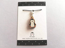 Load image into Gallery viewer, Cute penguin wooden charm stitch marker
