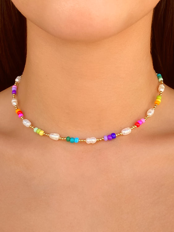 Collar Perlas y Bolitas de Colores – LORENZA