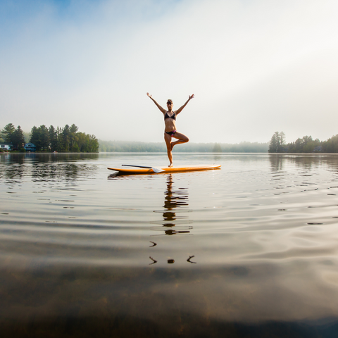Yoga on paddle board.