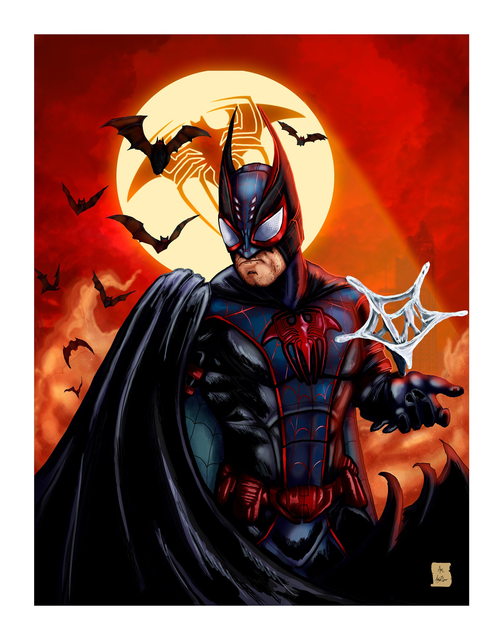 BATMAN SPIDERMAN MASHUP RED – Art of ARL