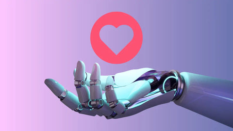 Machine hand holding a heart icon