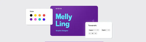 purple nfc card with the words Melly Ling on them