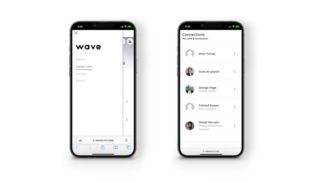 Viewing your connections tab on Wave Connect