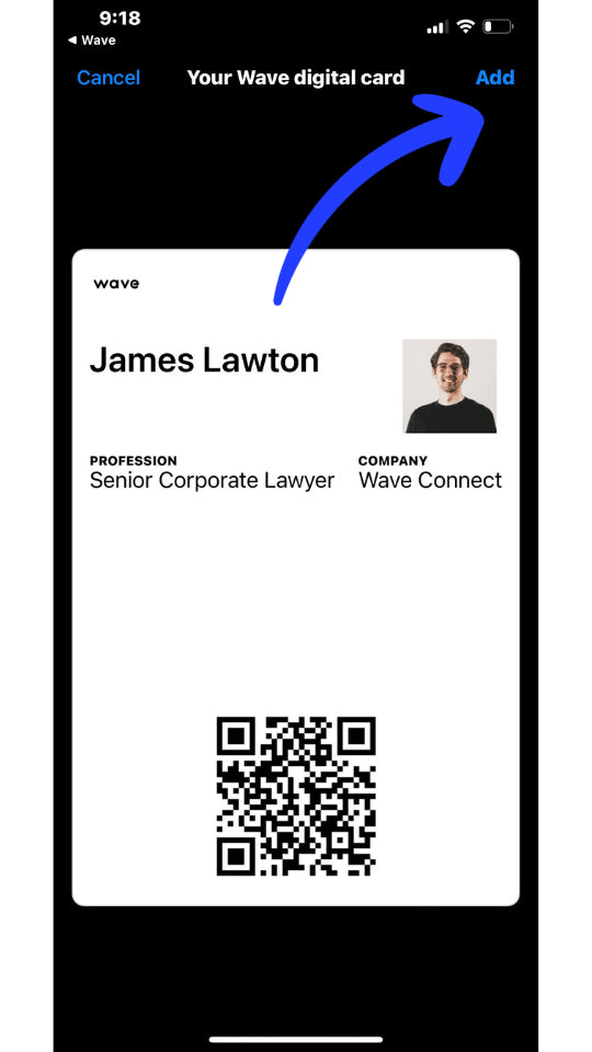 Apple wallet wave digital business card