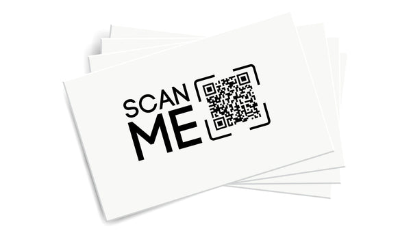 paper business card with QR code