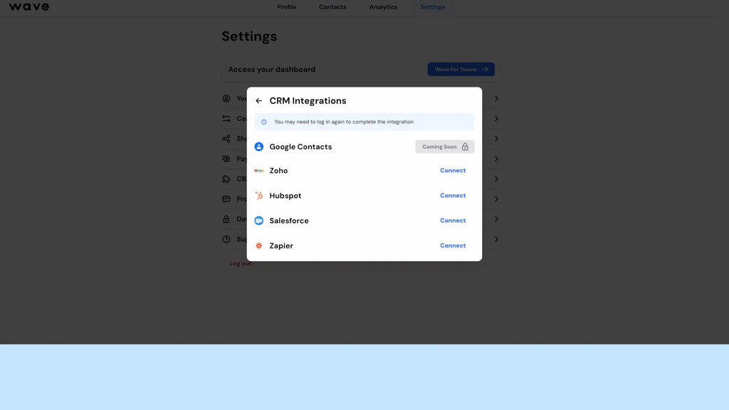 Wave card salesforce integration