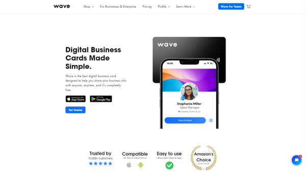 Wave digital business card homepage