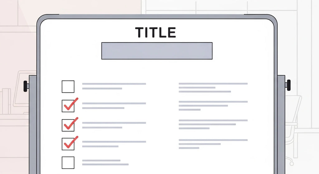 Whiteboard: 'Launch Day' checklist with red checkmarks for completed tasks. Realistic office background.