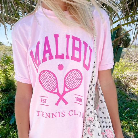 Malibu Tennis Club Pink Preppy Aesthetic T-Shirt – The Preppy Place