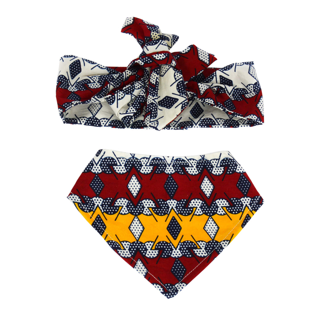 Baby Girl Bow Headband Headwrap And Bib Set Colorful African Print Coo Mon