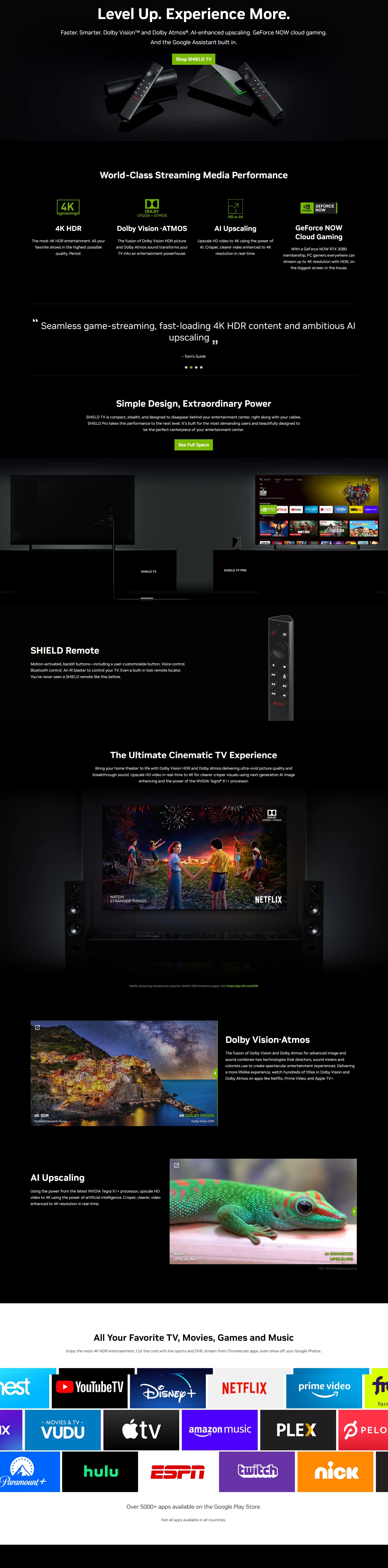 NVIDIA Shield TV Pro 4K HDR Media Streamer Dolby Vision Atmos —