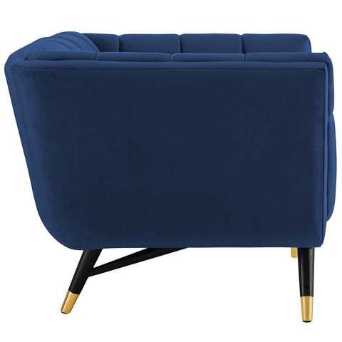 Adept Upholstered Velvet Armchair in Midnight and Blue