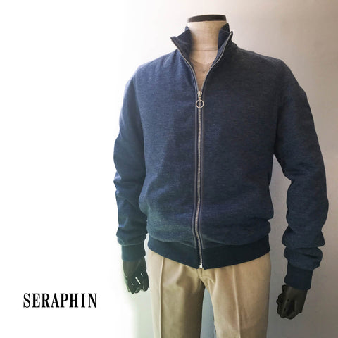 SERAPHIN／セラファン ジャージブルゾン カシミヤ ブルーグレー ...