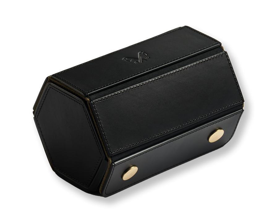 Black Double Leather Watch Roll