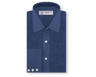 Navy Linen Shirt with T&A Collar and Button Cuffs