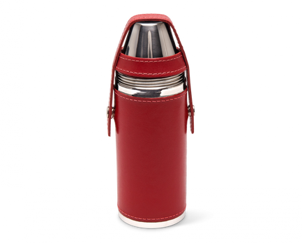 8oz Hunter’s Flask with 4 Cups Red