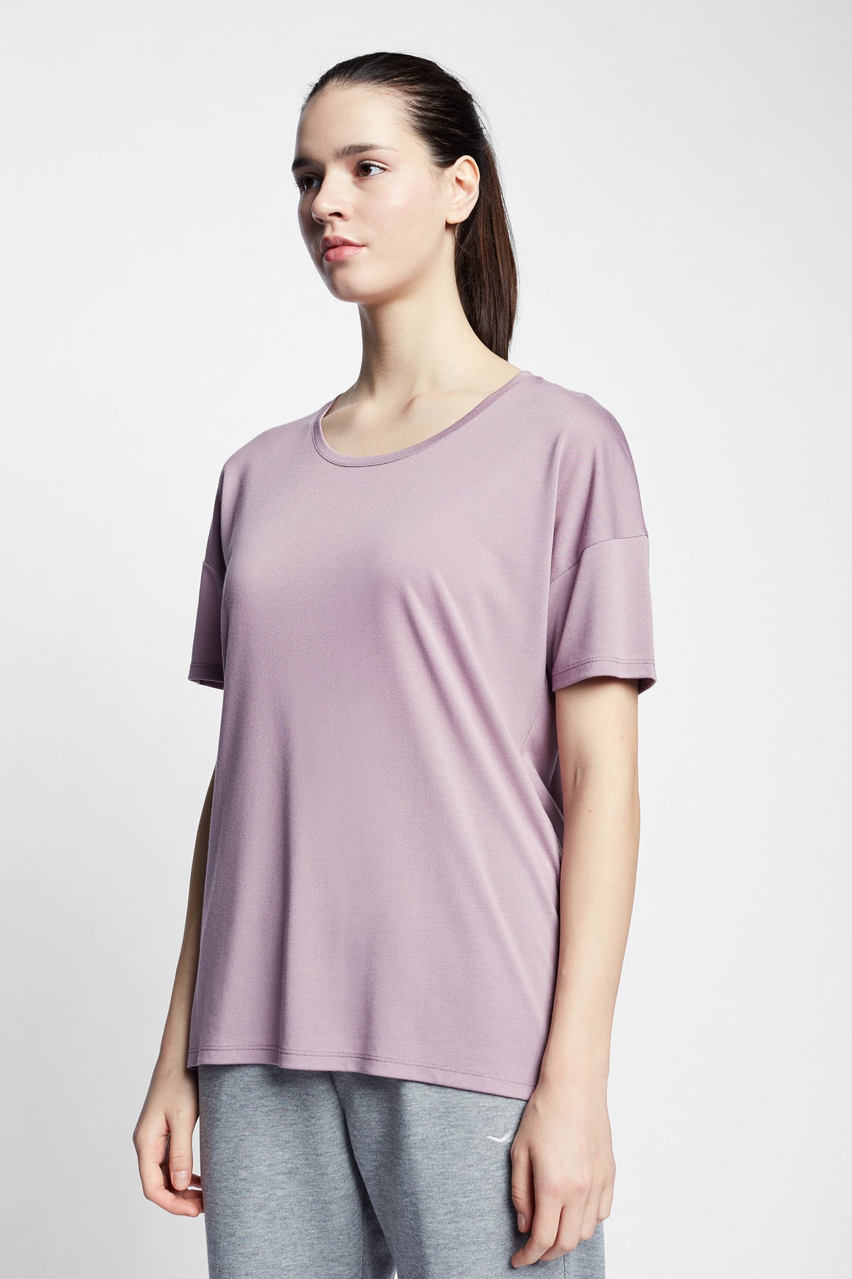 Leylak Kadın Kısa Kollu T-Shirt 22S-2216-22N - Nasj Fashion