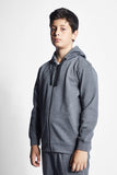 Gray Melange Kids Zippered Hoodie Sweatshirt 22S-3234-22N - Nasj Fashion