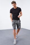 Khaki Camouflage Patterned Pockets Standard Fit Men's Shorts - 81126