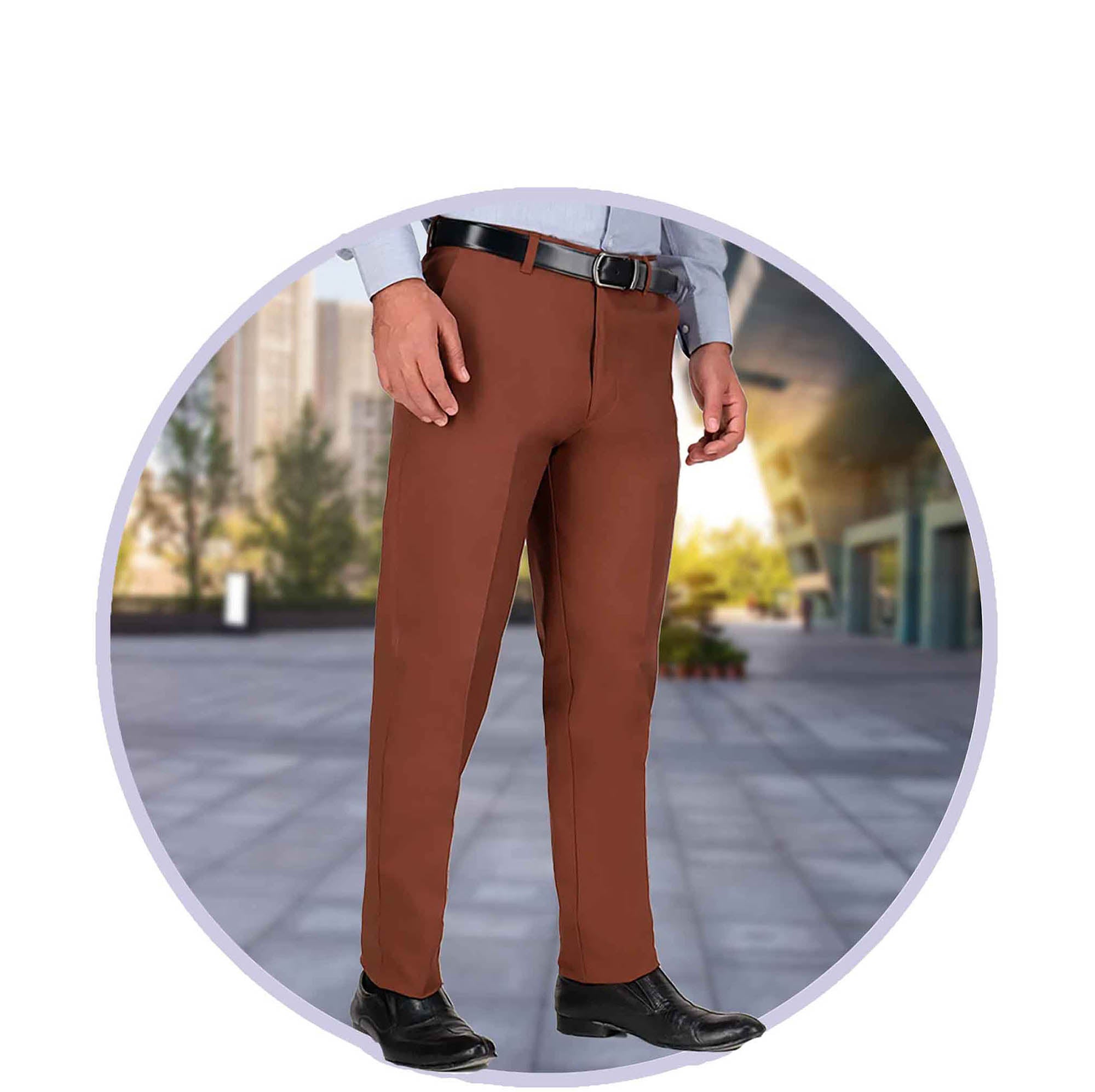 Buy Aswad Men's Wrinkle Free Pants for Men | Self Design Formal Regular Fit  Trousers (28, Biscuit) at Amazon.in