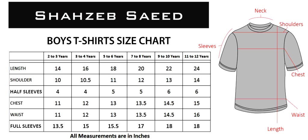 Boys Polo T-Shirt Size Chart