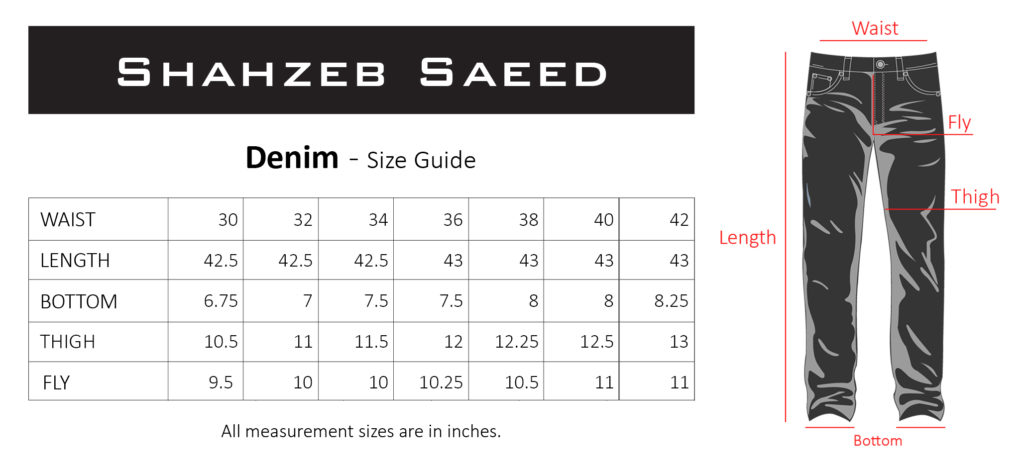 Denim Size Chart