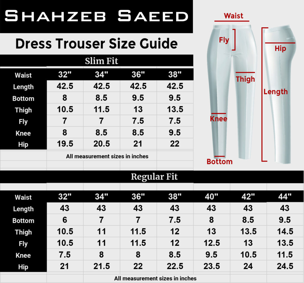 Dress Trouser Size Chart