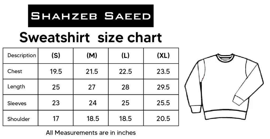 Sweat Shirt Size Chart