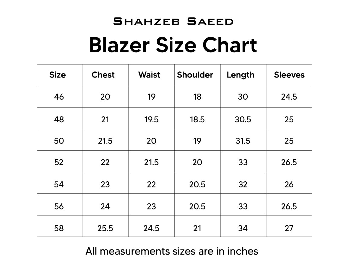 blazer size chart