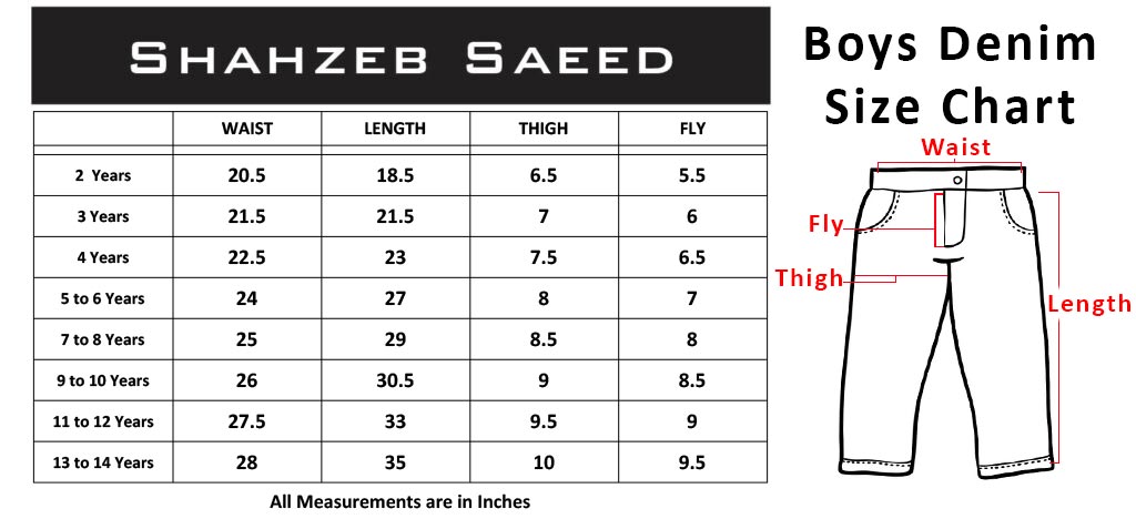 Boys Denim Size Chart