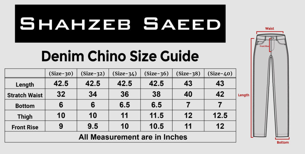 Denim Chino Size Guide