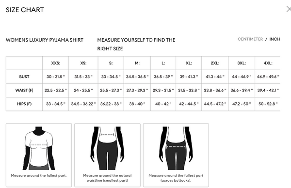 sizing chart