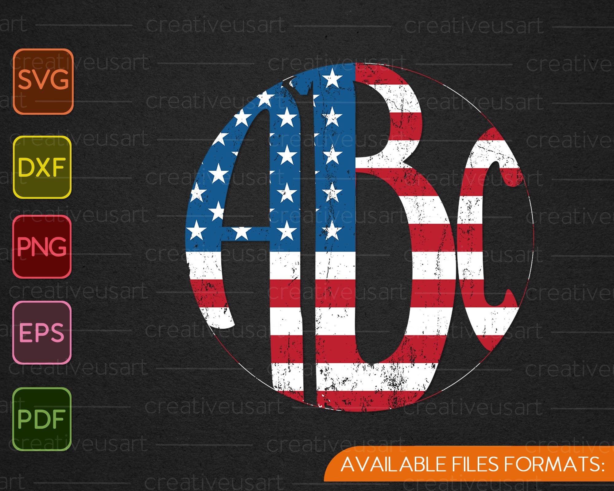 Download 4th Of July Us American Flag Circle Monogram Svg Png Files Creativeusarts