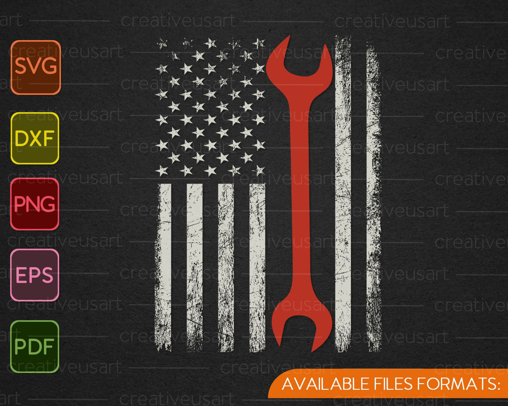 Download American Flag Mechanic Wrench Patriotic Auto Svg Png Files Creativeusarts