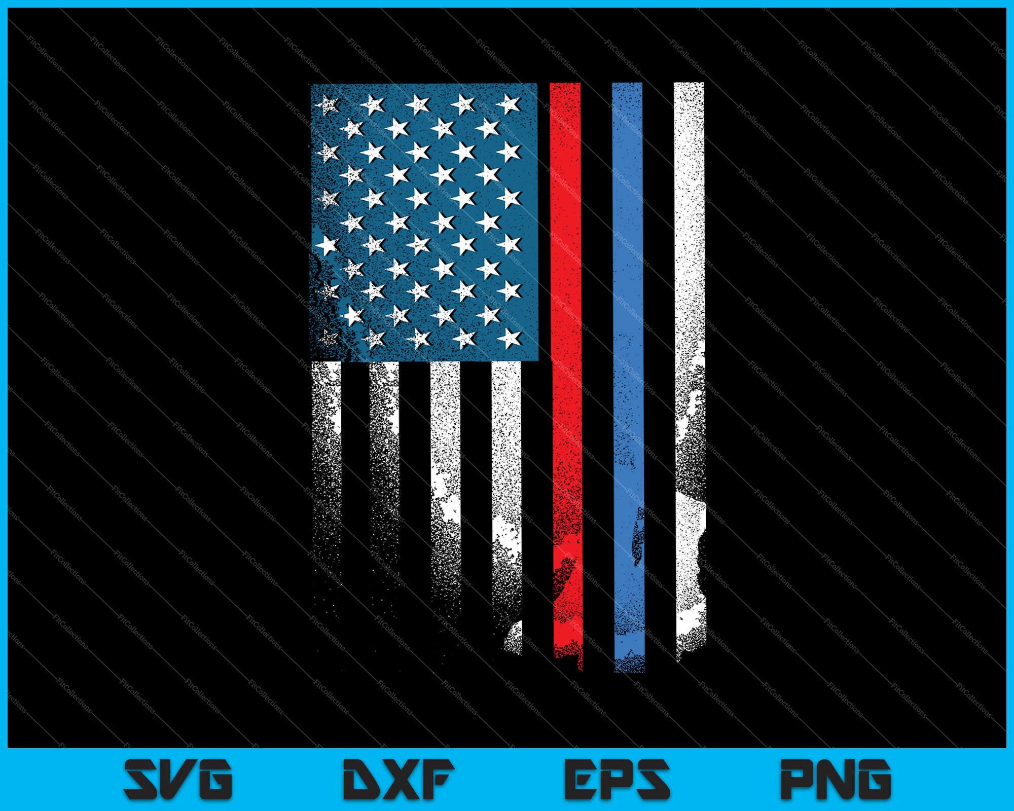 Download American Flag Red Blue Thin Line Apparel Firefighter Police Svg Files Creativeusarts