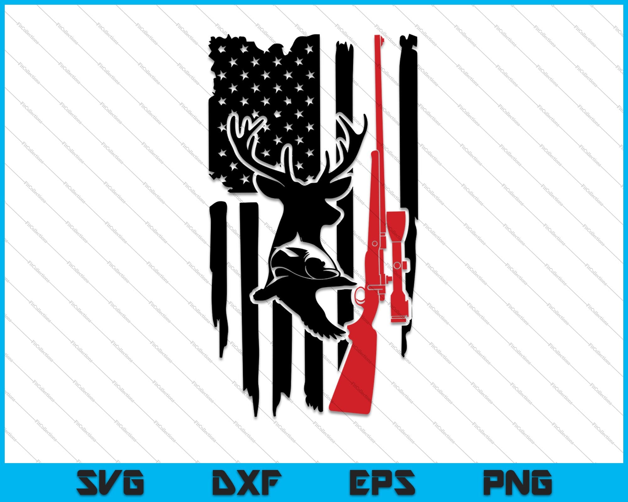 Download Deer Duck Fishing Hunting American Flag Svg Png Files Creativeusarts