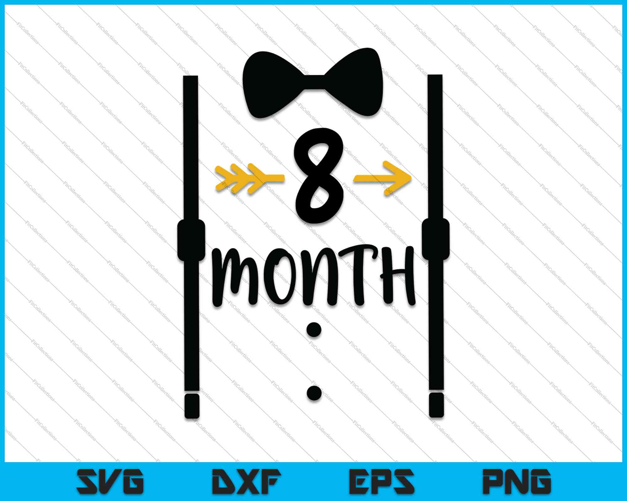 Baby Boys First Year Eight Month Milestone Tux And Tie Svg Png Files Creativeusarts