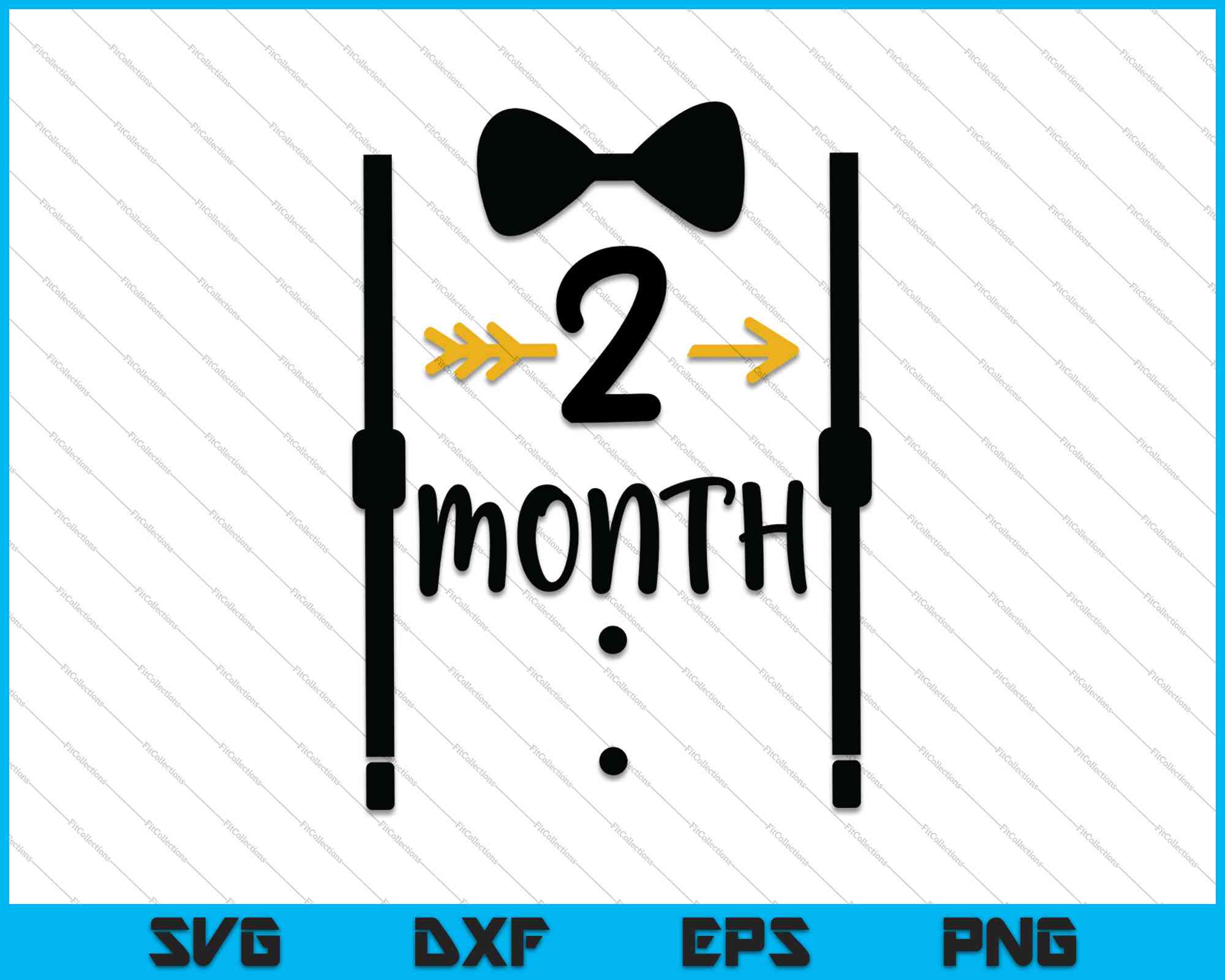 Download Baby Boys First Year Second Month Milestone Tux And Tie Svg Png Files Creativeusarts