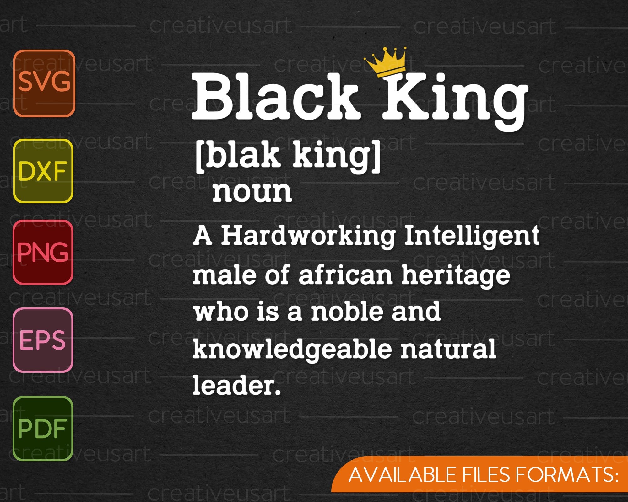 Black King Definition African Pride Melanin Educated SVG PNG Files ...