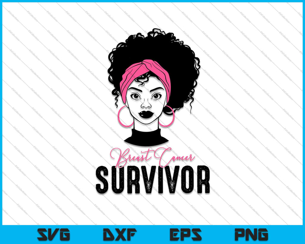 Download Black Woman Afro Survivor Inspirational Breast Cancer Svg Png Files Creativeusarts