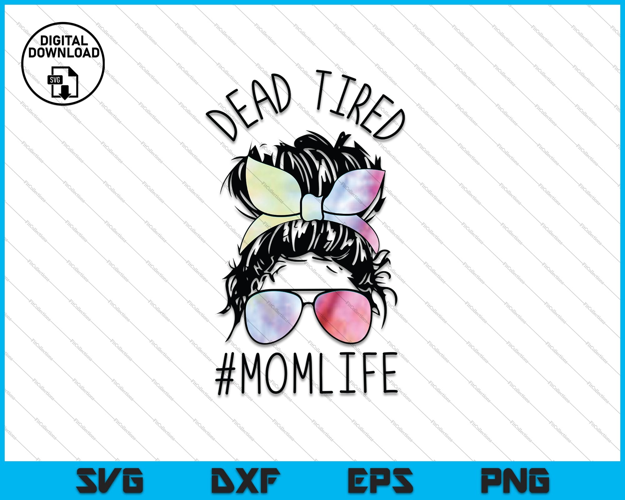 Dead Tired Tie Dye Skull Svg Png Files Creativeusarts