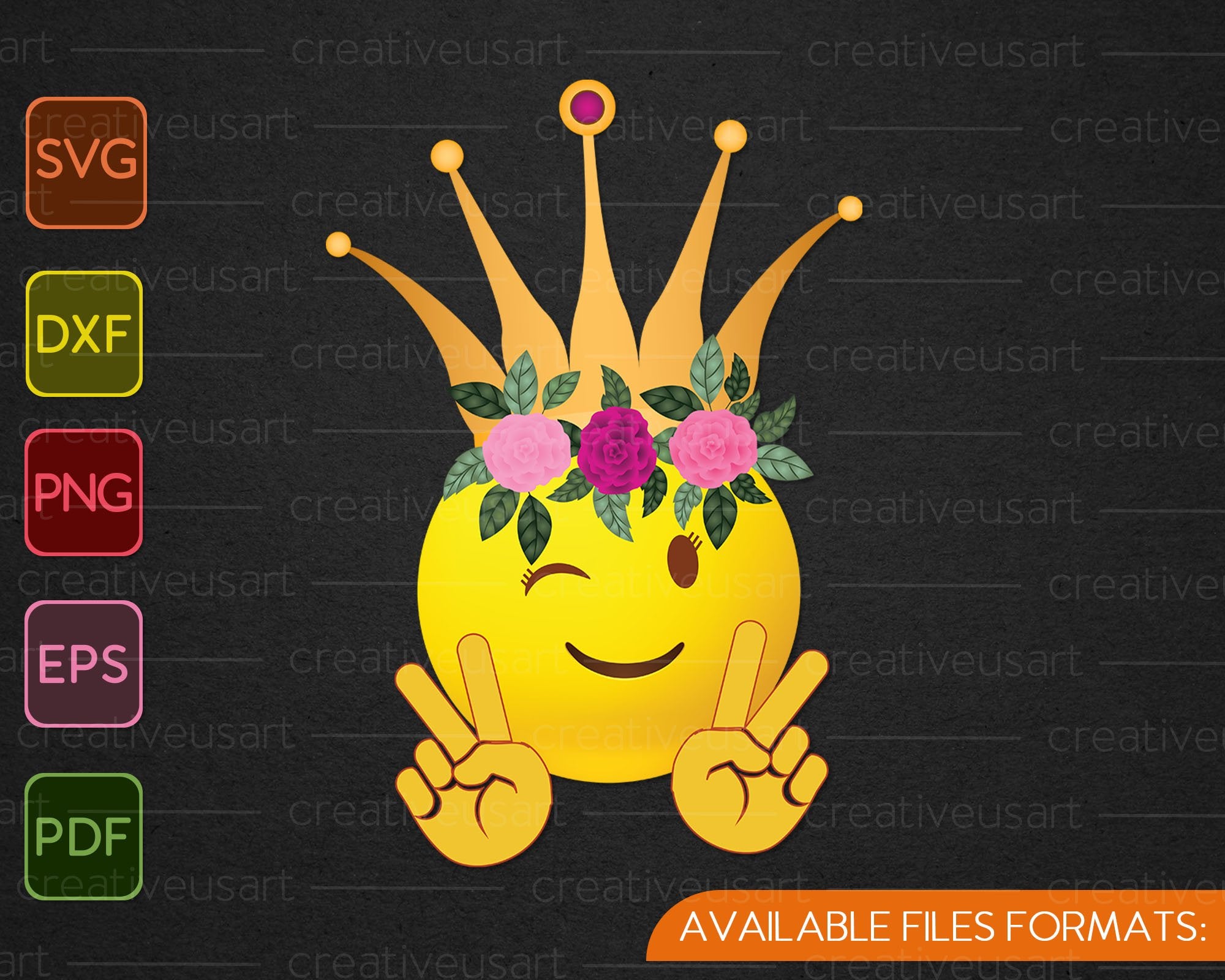 Download Hippie Flower Power Crown Peace Smiley Emoji Svg Png Files Creativeusarts