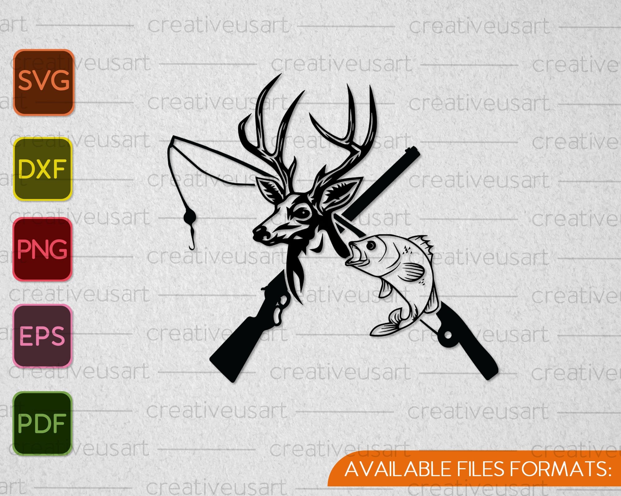 Download Hunting Deer And Fish Svg Png Cutting Printable Files Creativeusarts