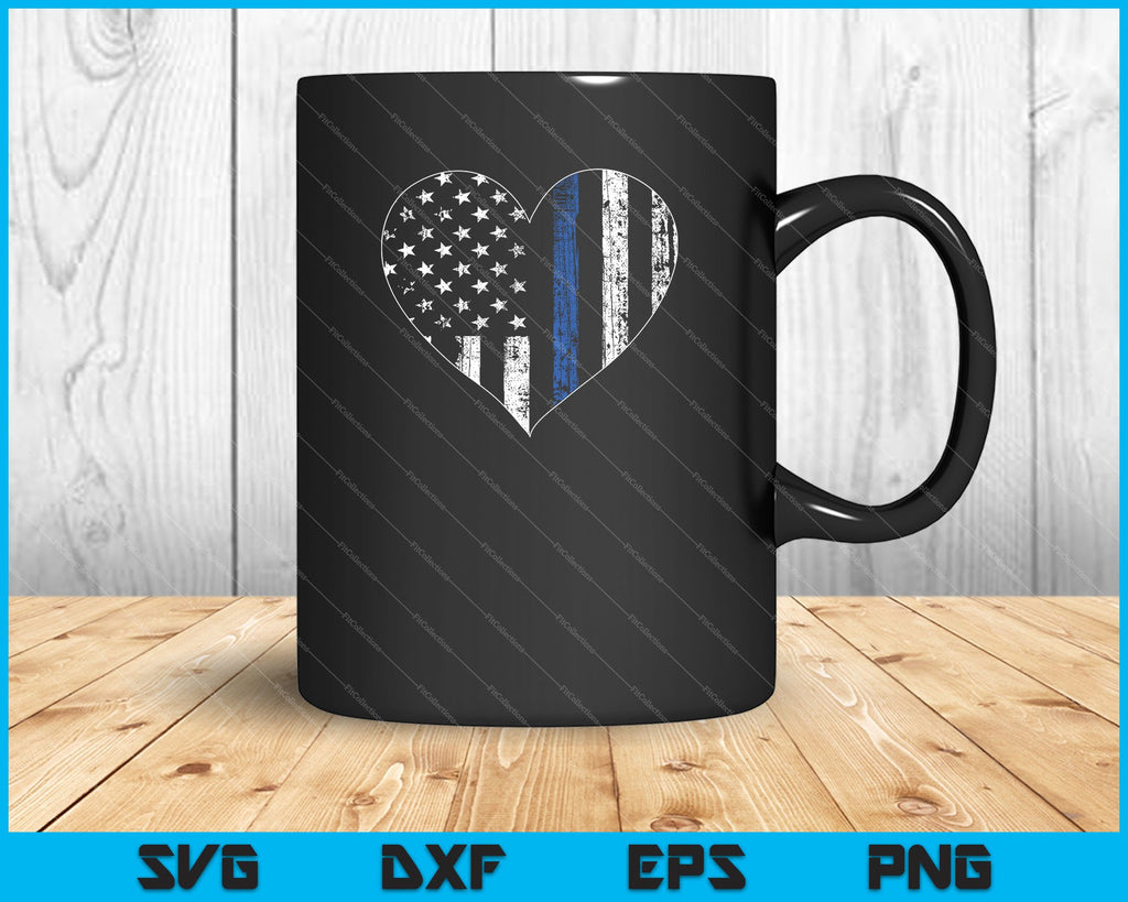 Download Love Our Police Officer Us Flag Heart Thin Blue Line Svg Png Files Creativeusarts