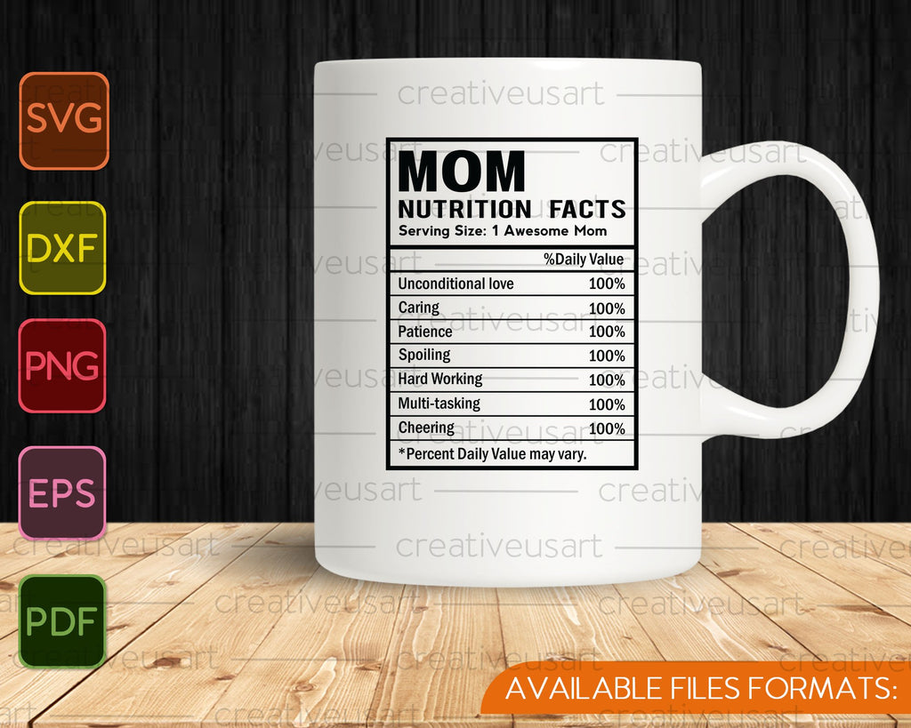 Download Mom Nutrition Facts Svg Png Printable Files Creativeusarts